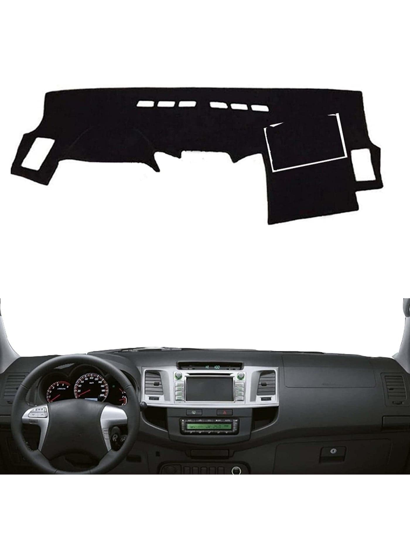 Dashboard Cover Mat for Toyota Hilux 2007–2014 – Custom-Fit Anti-Slip Dash Protector, UV & Heat Resistant, Reduces Glare, Prevents Cracking, Premium Dashboard Carpet Pad