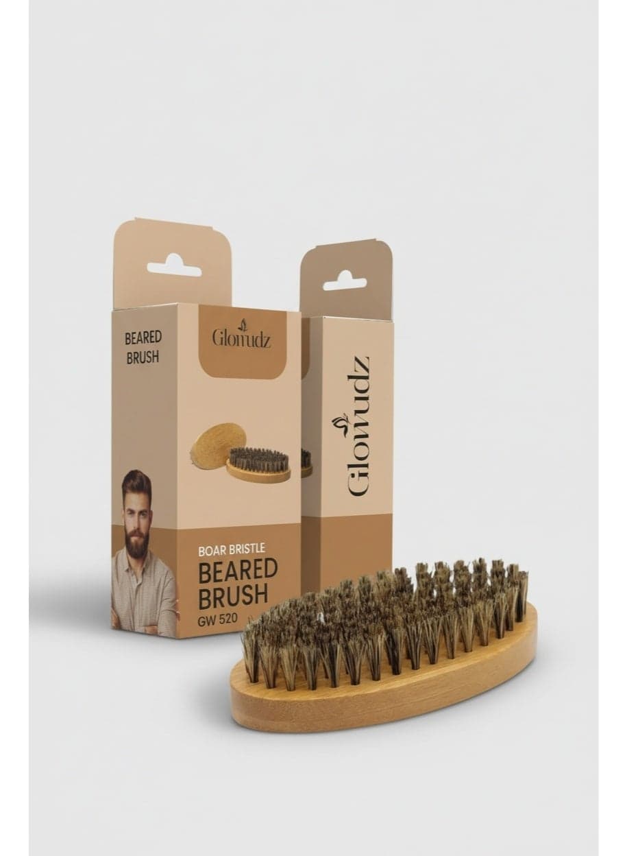 Glowudz wooden natural boar bristle beard brush for men