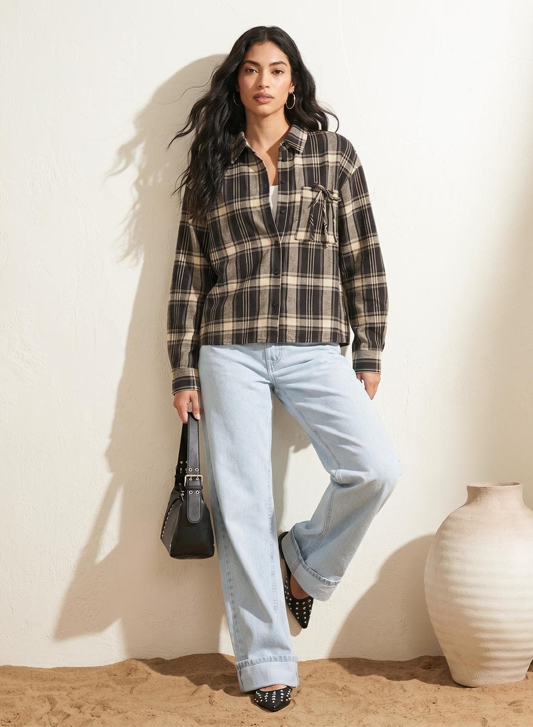 Onlagda Short Check Long Sleeve Shirt
