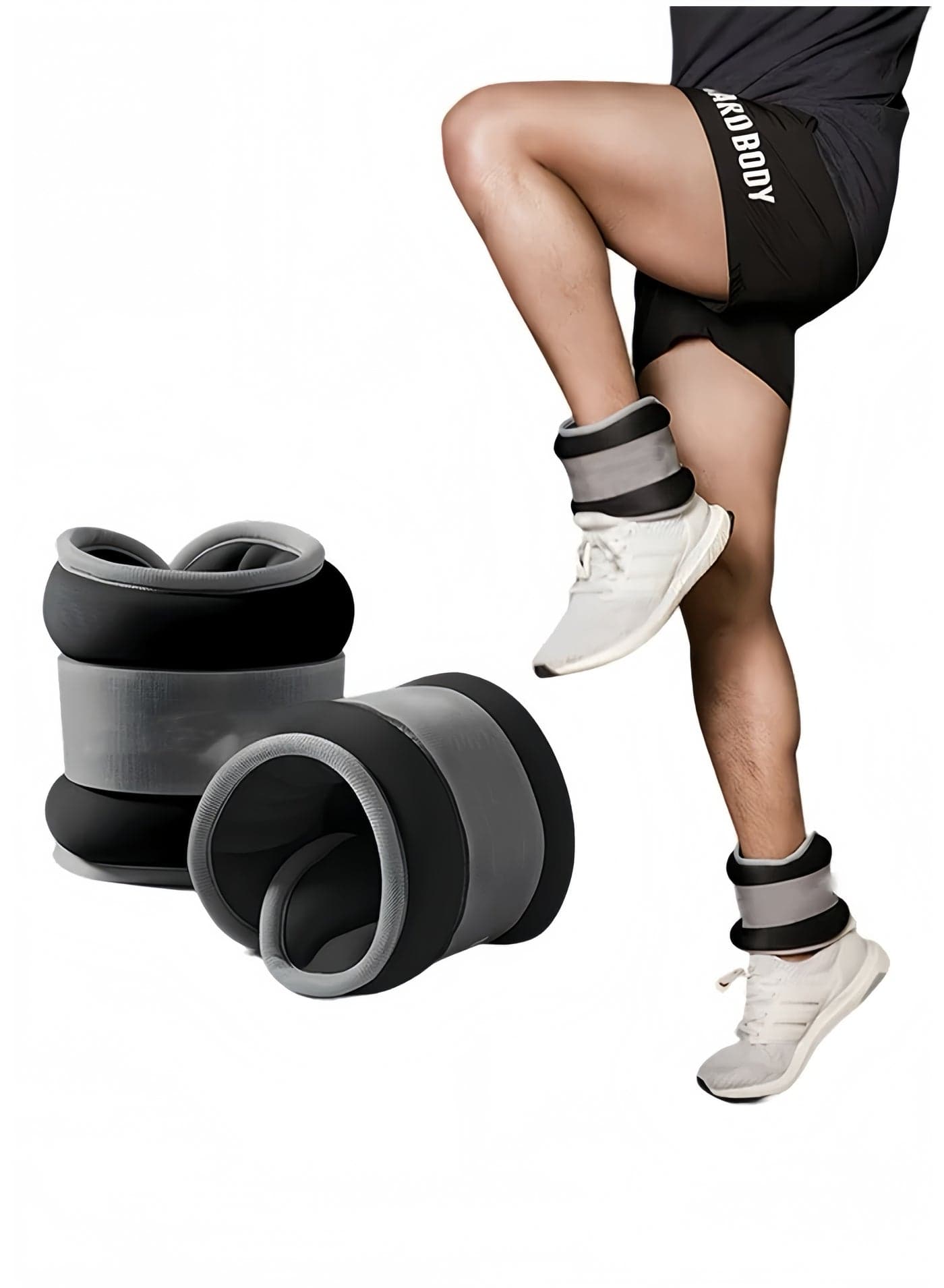 2-Piece Ankle Weights Leg Arm Weights Wrist Weights Set with Adjustable Strap for Jogging, Gymnastics, Aerobics, Physical Therapy-1KG Pair, Black/Grey