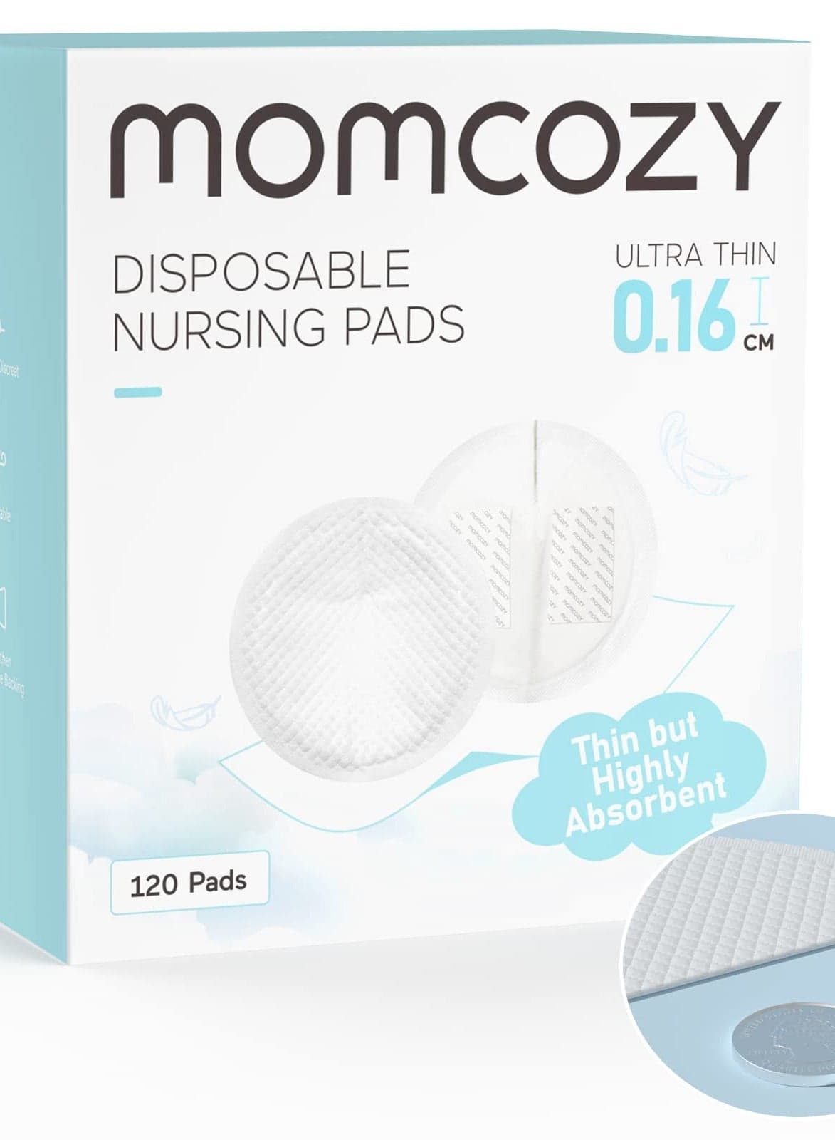 Ultra-Thin Disposable Nursing Pads, Super Absorbent and Breathable Breastfeeding Pads, Make The Breasts Light and Unburdened, 3D Shape for The Best Fit, Individually Packaged, 120 Pads