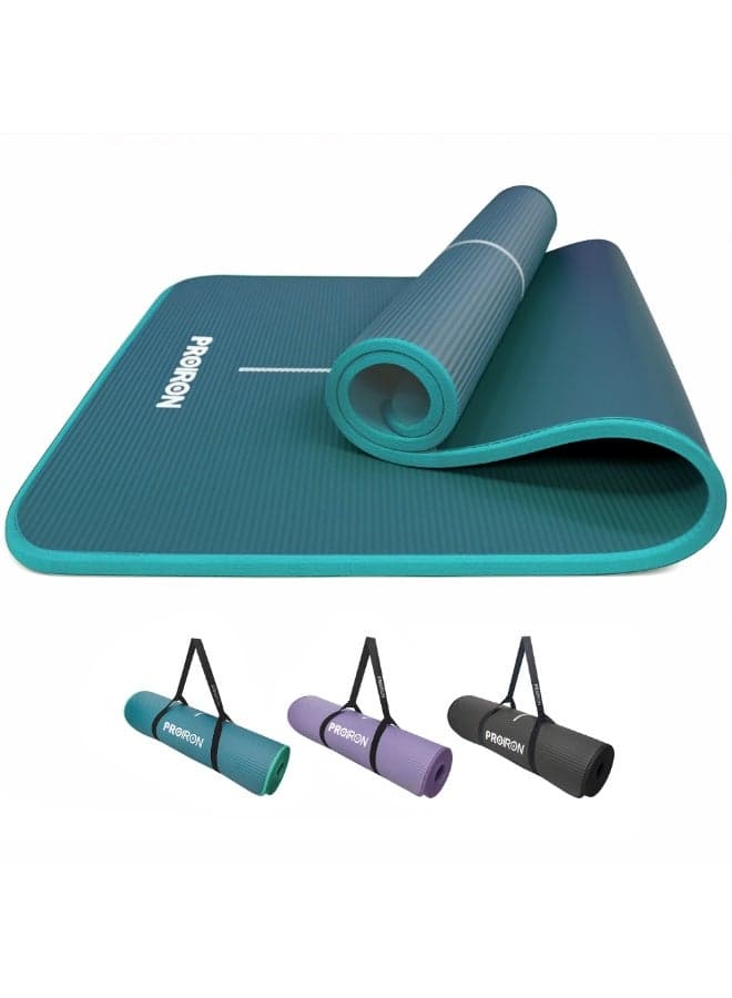 PROIRON Yoga Mat Non-Slip Eco Friendly NBR All-Purpose 10mm Thick Exercise Mat High Density Anti-Tear Pilates Mat with Carrying Strap for Yoga Pilates and Gymnastics - 183cm x 66cm x 1cm - 4 Colors