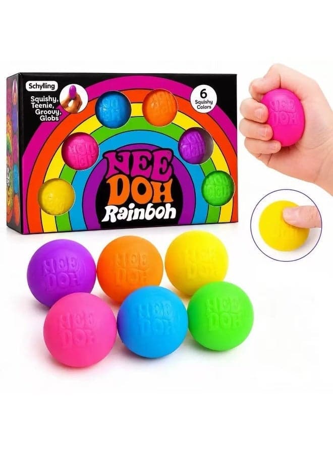 NEEDOH Mini Squeezable Balls 6-Piece Set - Sensory Decompression Toys for Kids and Adults, Holiday Gifts