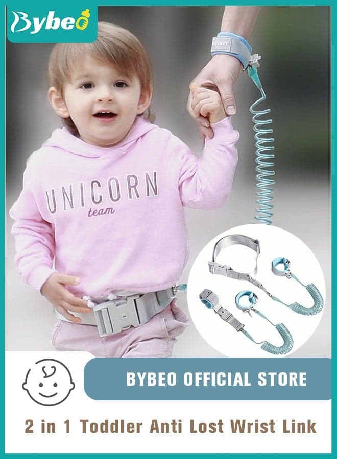 2 in 1 Toddler Leash, Baby Anti Lost Wrist Link, Child Safety Harness Tether, Kids Walking Wristband Assistant Strap Belt for Parent Boys Girls Outdoor Activity