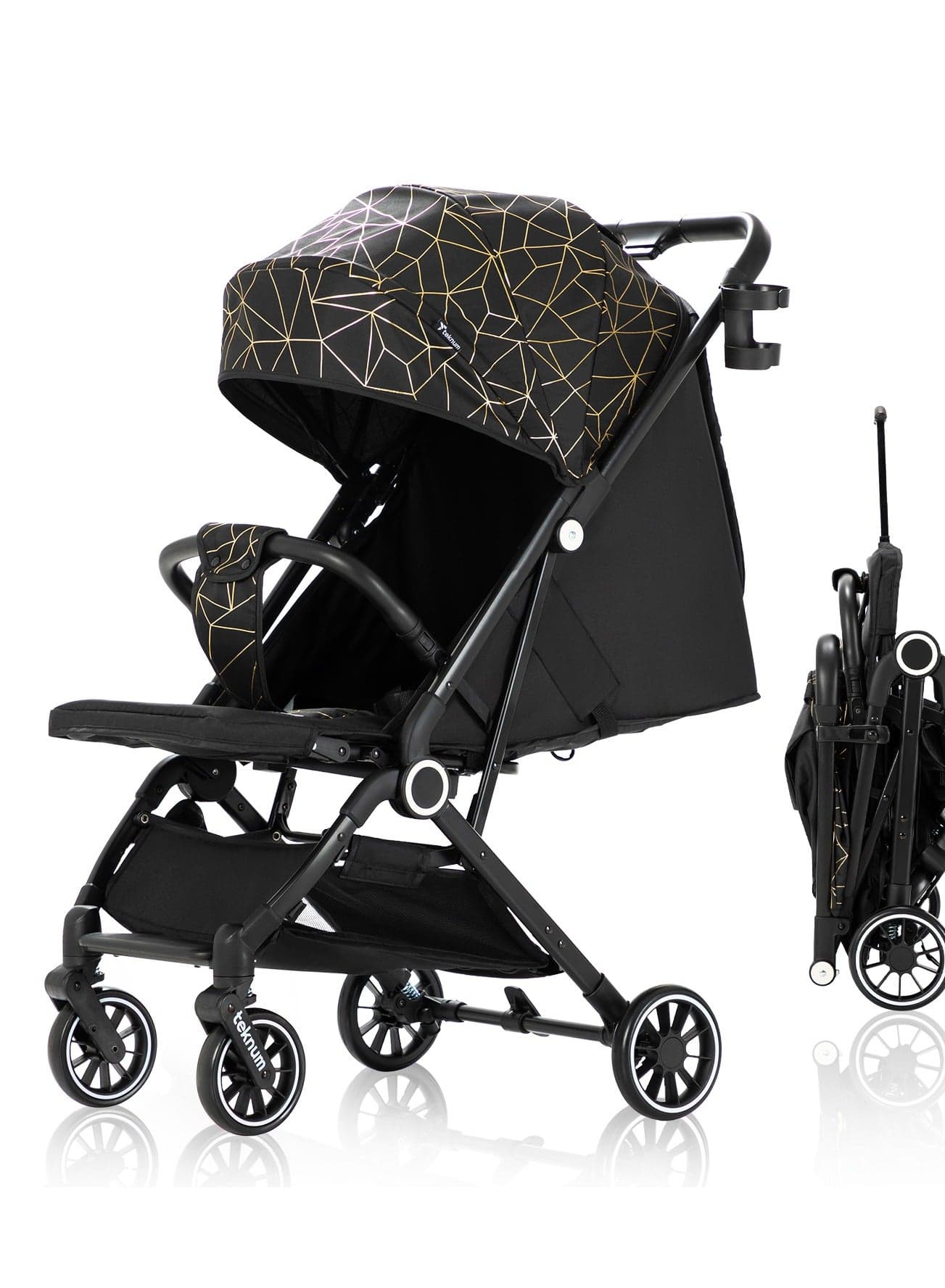 Travel Zen Stroller With Coffee Cup Holder - Black Gold