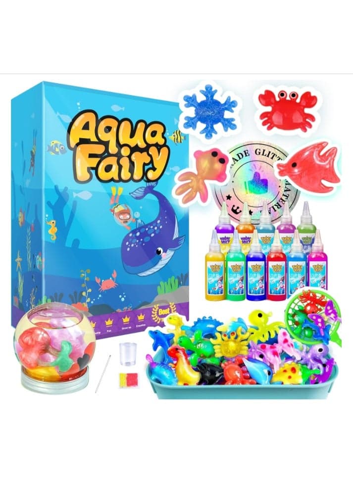 Aqua Fairy Water Maigc Gel - Upgraded Pearlescent Water Squishy Magic Water Elf Toy, Creative 3D Water Painting, 12 Colors 100ml Gel + 10 Model Set, Kids Gift For Age 5-18