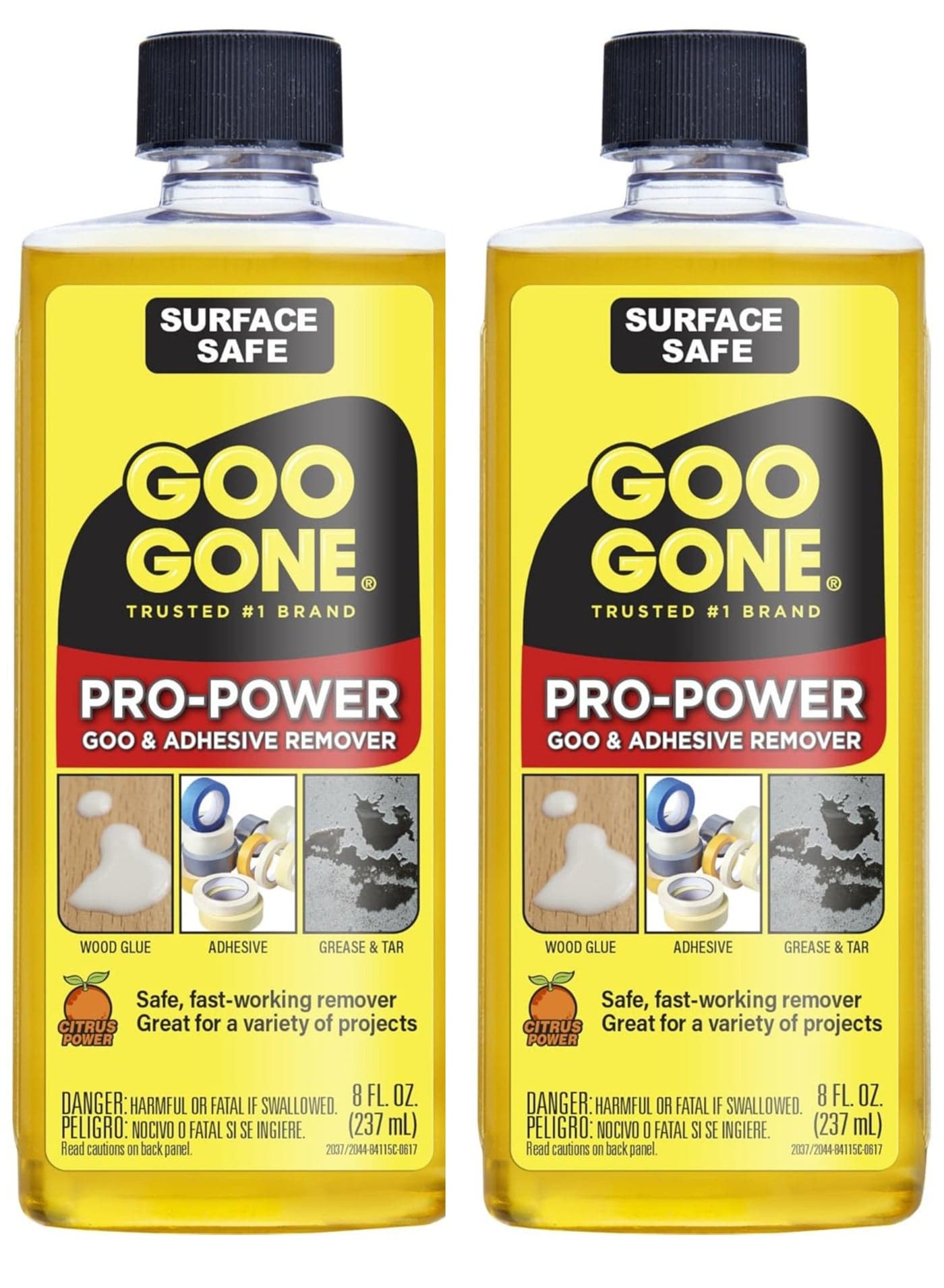Goo Gone Adhesive Remover - 2 Pack - 8 Ounce - Surface Safe Adhesive Remover Safely Removes Stickers Labels Decals Residue Tape Chewing Gum Grease Tar Crayon Glue