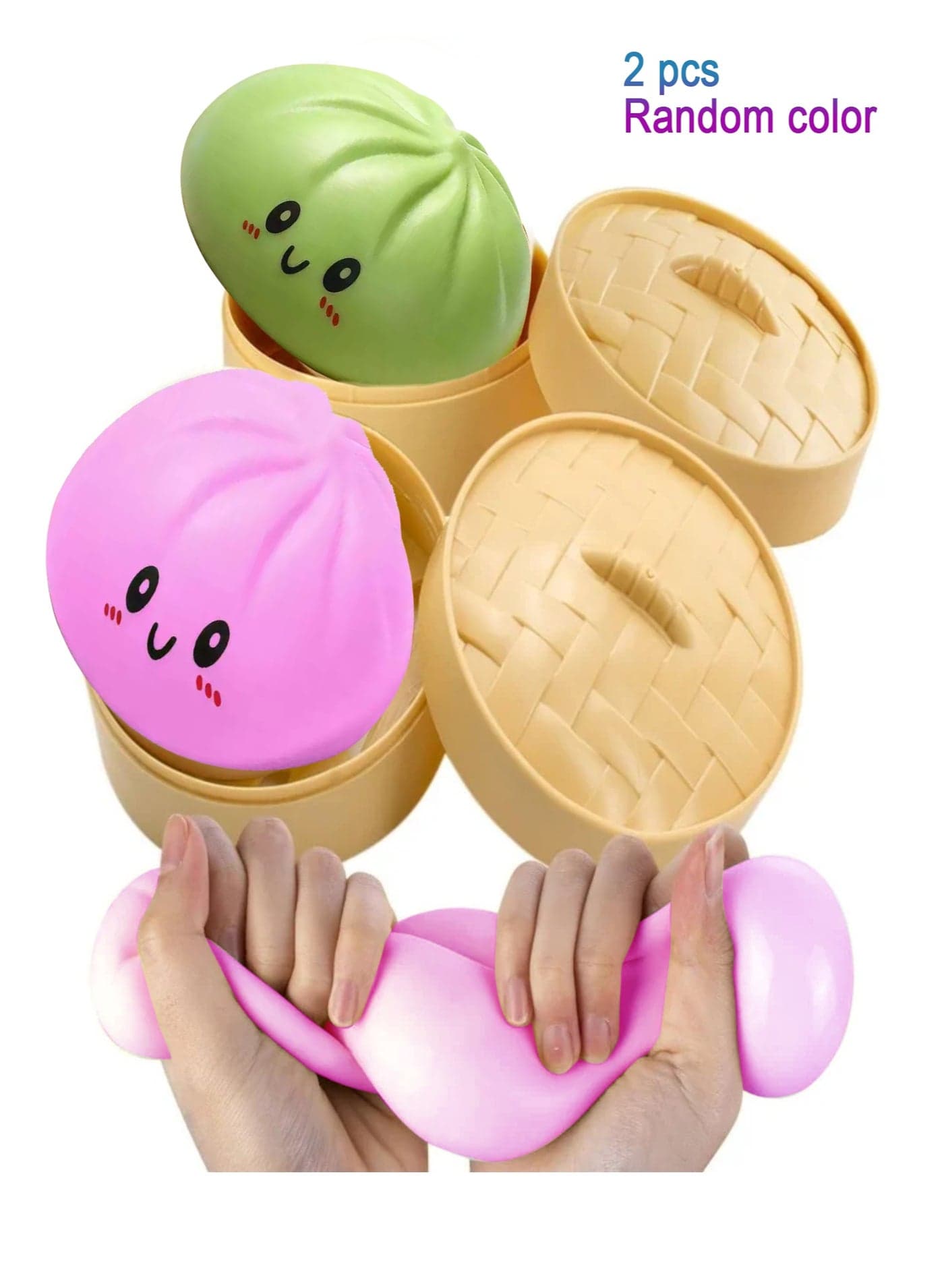 2 PCS Dumpling Squishy Dumpling Stress Ball Steamed Stuffed Bun Stress Relief Squeezing Bun Toys For Halloween Project Tricking People Kid Playing