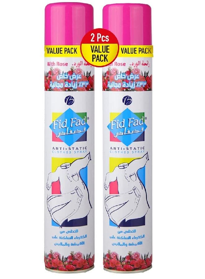 Fid Fad Anti-Static Rose Scent Laundry Clothes Spray 300ML Pack of 2