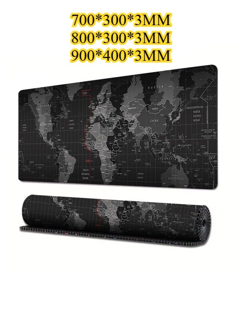Large Durable Non - Slip World Map Mouse Pad - Ideal For Gaming And Office Use SIZE:700*300*3MM 800*300*3MM 900*400*3MM