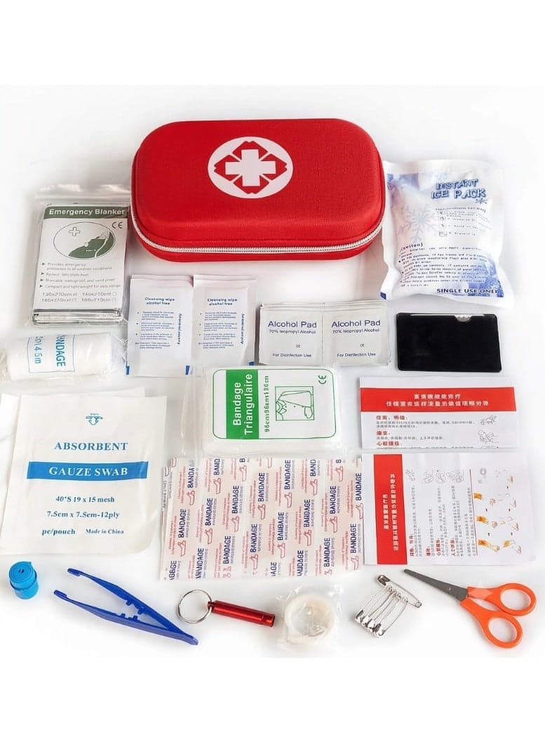 Emergency First Aid Kit Bag – Compact Survival Medical Set with Bandages, Alcohol Pads, Ice Pack, Tweezers & Scissors – for Home, Car, Travel & Outdoor Use