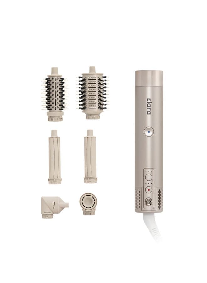 Multi Styler for All Hair Types – 6-in-1 Styling Tool with Auto-Wrap Curlers, Blow Dryer, Round & Oval Brush – 1500W Ionic Hair Styler for Frizz-Free Waves & Salon Blowouts Rose Gold