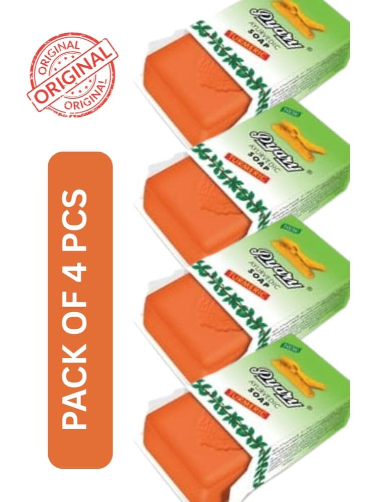 Ayurvedic Turmeric Soap Pack of 4 (75g Each) – Herbal Antibacterial Face & Body Cleanser – Natural Skin Brightening & Deep Cleansing Bath Soap