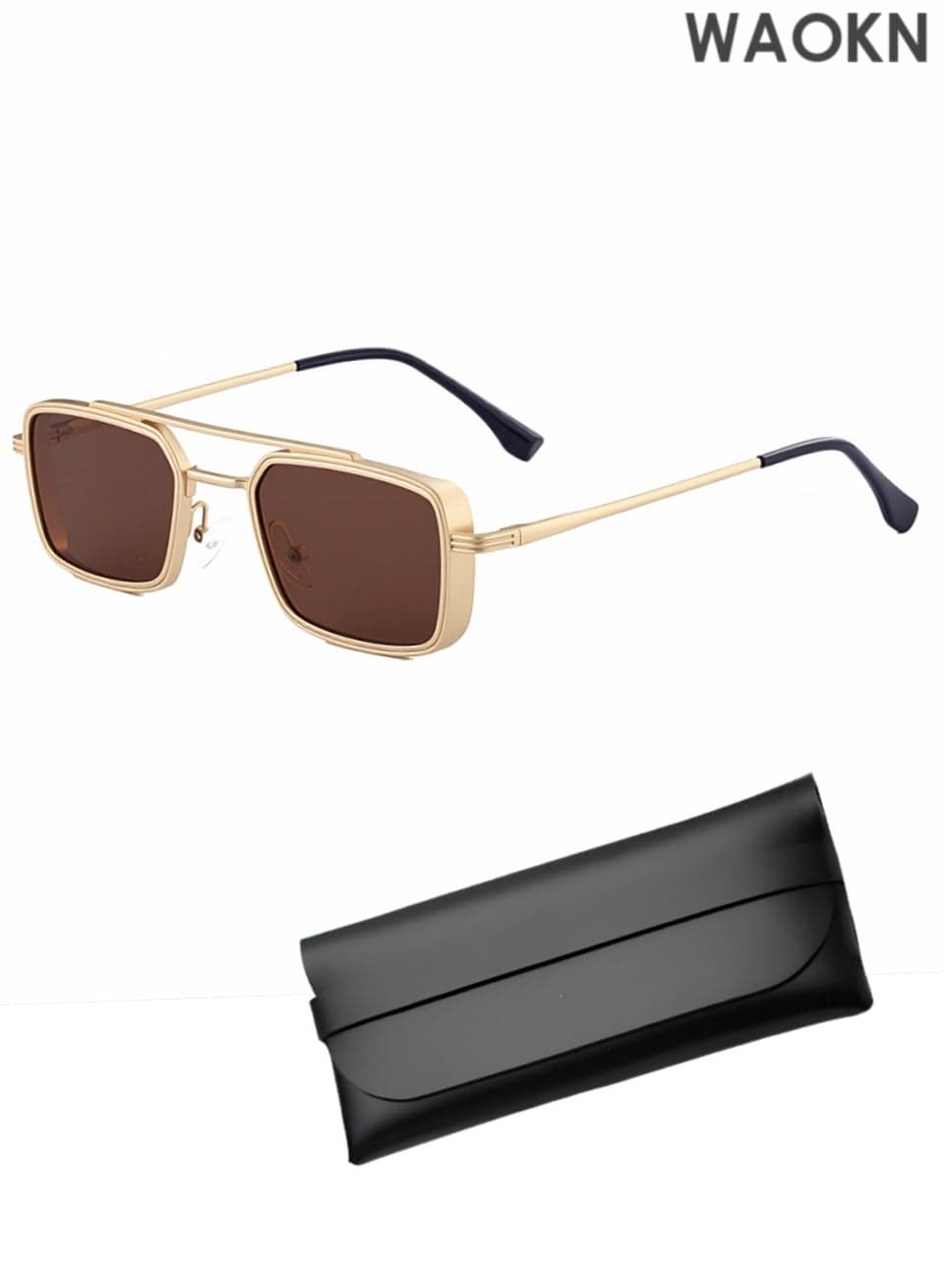 Vintage Small Rectangle Steampunk Sunglasses Men Luxury Punk Polygon for Man Classic Metal Frame Sunglasses Men's Retro Thick Edge Fashion Metal Box Trendy Sunglasses Classic Square Sports Sun Glasses Driving.
