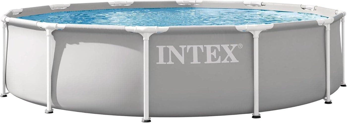 Intex Prism Frame Pool Set, 12ft x 30in (366 x 76 cm), Light Grey