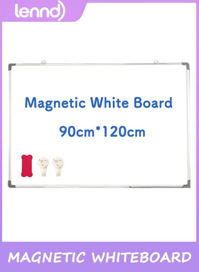 Magnetic White Board Kit for Wall 90cm*120cm, Sliver Reinforced Aluminum Frame for Home, School, Office