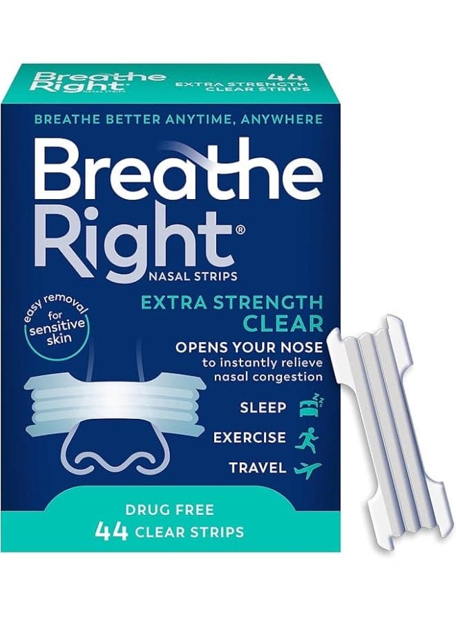 44Pcs Anti-snoring Breathing Nasal Strip Starter Kit - Extra Strength Nasal Strips for Better Breathing–Clear Hypoallergenic for Sensitive Skin– Drug-Free Snoring & Congestion Relief - Boost Oxygen - Reduce Snoring, Improve Sleep Quality - Sweat Resistant, Skin Safe Nasal Strips - Day & Night Use