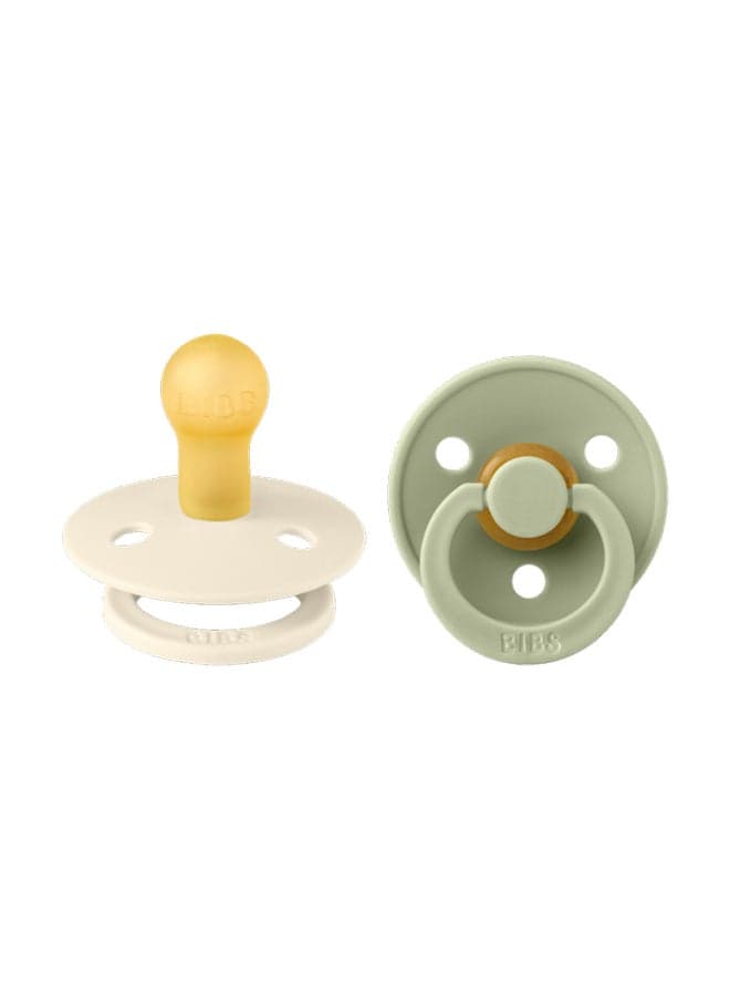 Pack of 2 Colour Pacifier Latex S1 - Ivory And Sage