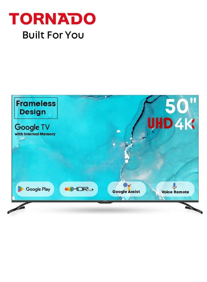50 Inch 4K ULTRA HD Smart TV, Google TV with Hands Free Voice Control,Built-in Receiver, Dolby Vision Atmos, HDR 10+, Game Mode, Wide Colour Gamut, DTS HD, Google TV Android 50UA3400G Black
