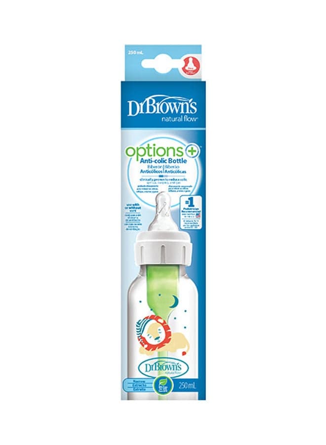 8 Oz/250 Ml Anti-Colic Pp Narrow Options+ Bottle, Lion Deco, 1-Pack