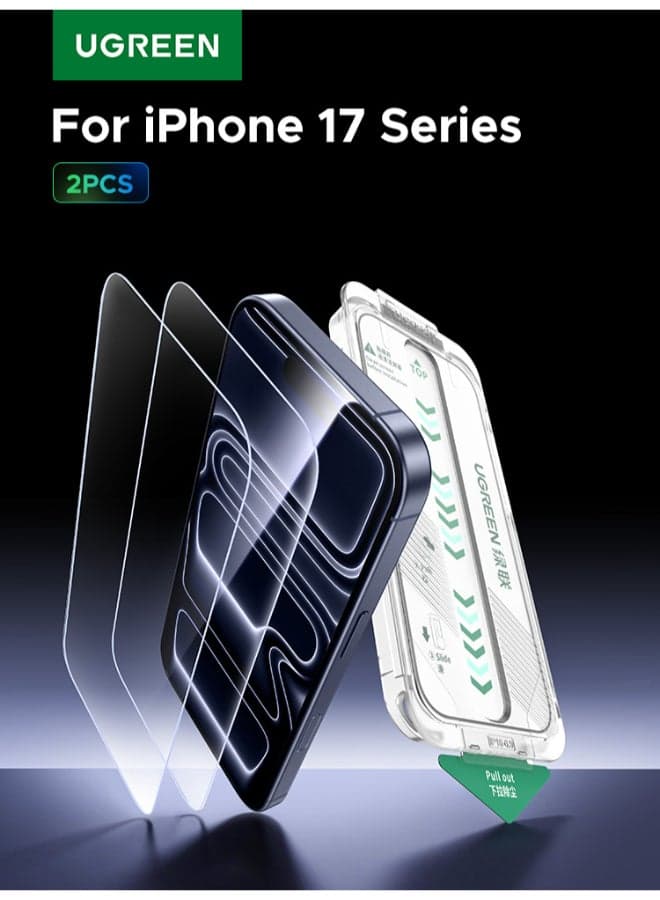 2-Pack iPhone 17 Pro Screen Protector With Auto Alignment Kit Ultra HD Clear, Scratch Resistant, Military-Grade Protection, Easy Installation, Anti-Fingerprint, Bubble Free Glass Film - Clear