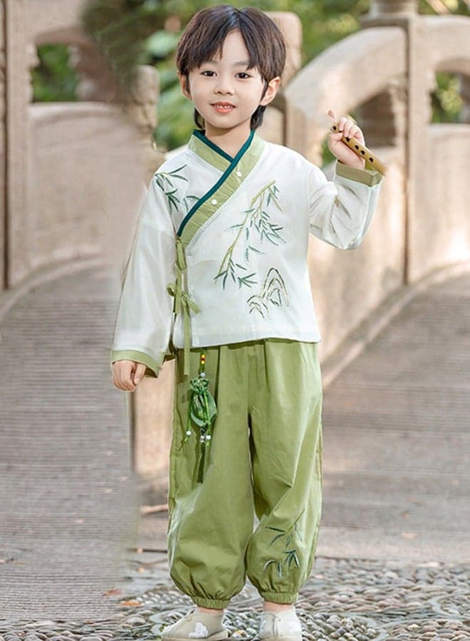 Boys' Hanfu Chinese Style Set Shirt Pants Two-piece Suits Spring And Autumn New Children's Tang Dynasty Fashion Clothes unisex