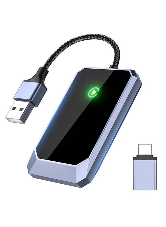 Upgrade Wireless CarPlay Adapter for iPhone, Convert Wired to Wireless Apple CarPlay Adapter, No Delay, Auto Connect, and Stable Control Mini Size with Extension Cable USB-C and Type-C (Black)