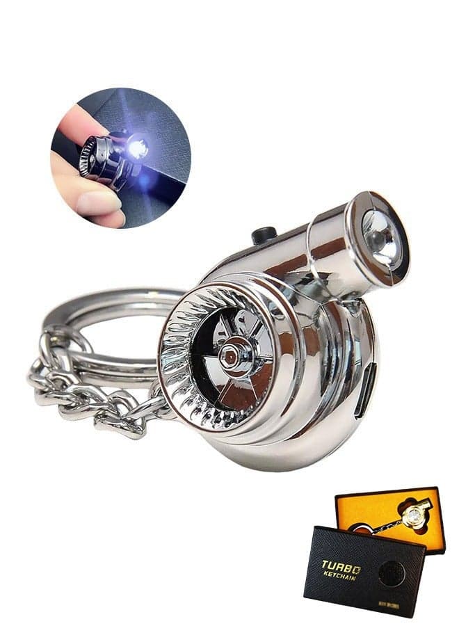 Car Electronic Keychain with Sounds LED Light, Stylish Car Flashlight Turbo Keychain, DIY Rotating Key Holder, Car Decorations Perfect Gifts