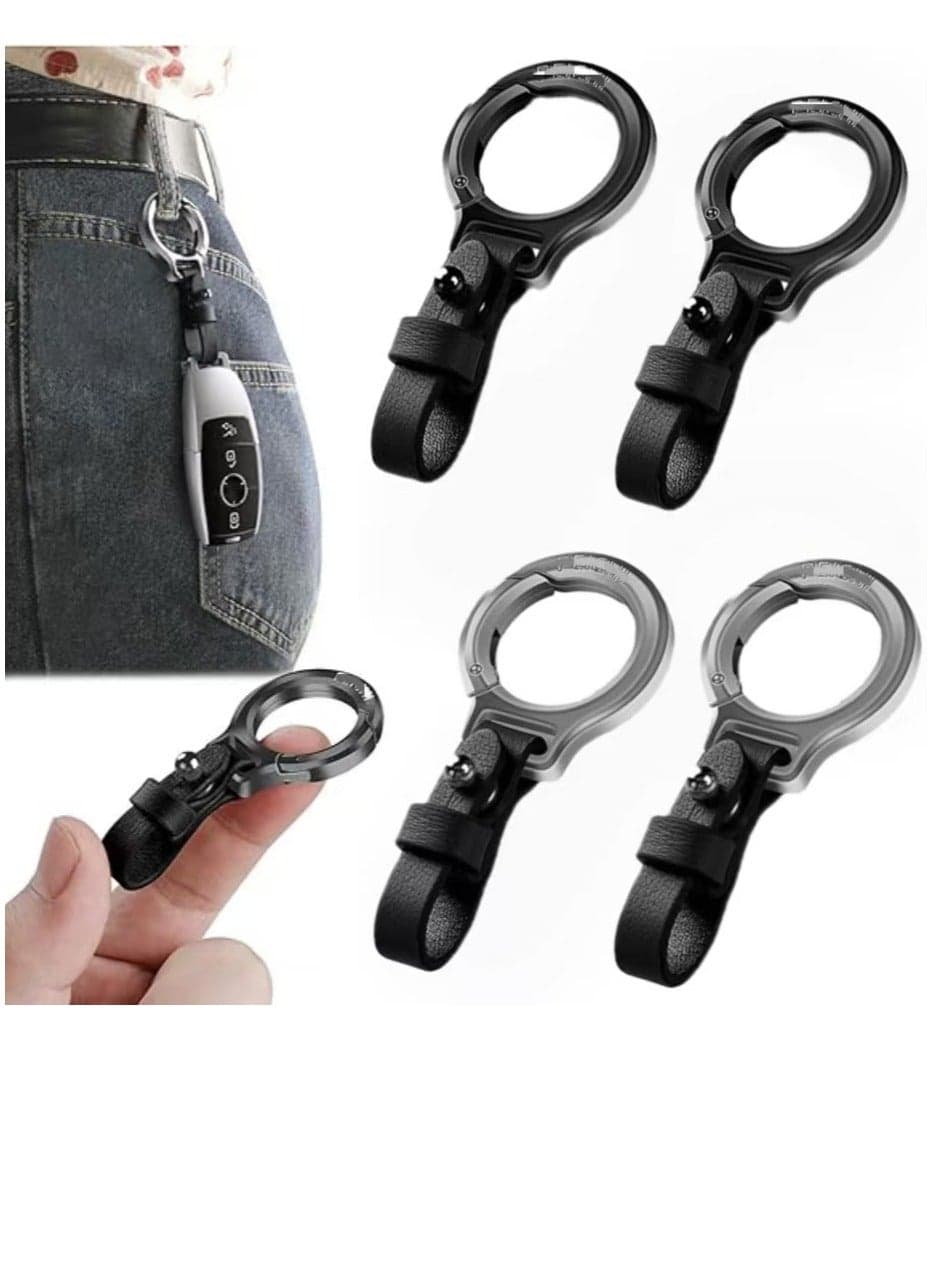 OUYoo 4Pcs Car Keychain Personalized Creative, Premium Car Keychain, Zinc Alloy Keychain Leather Strap Car Key Fob, Durable Leather Car Keychain, Key Fob Accessory with Keyrings Zinc Alloy Buckle.