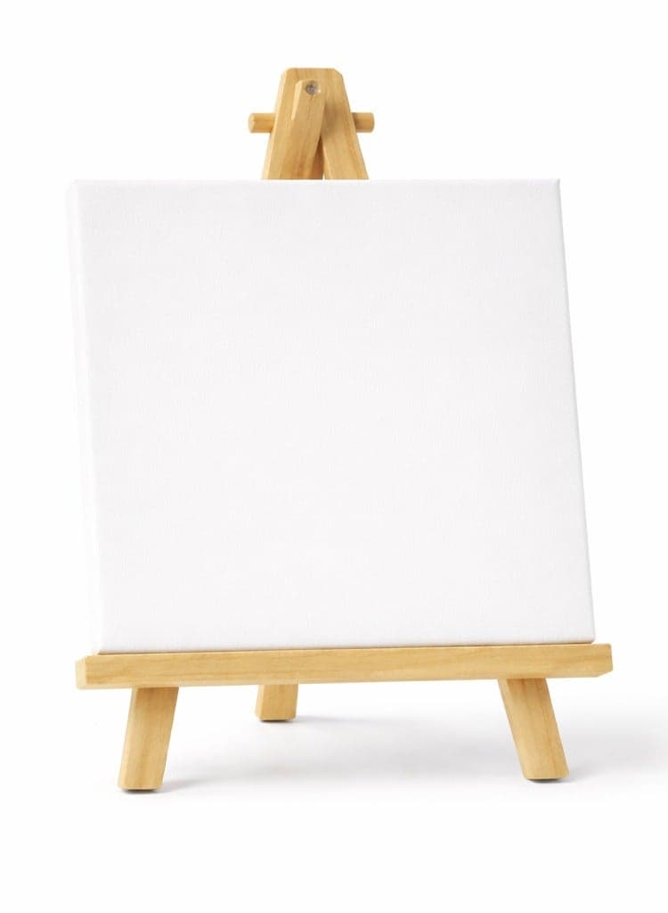 Artist Canvas with Wooden Easel for Painting – Premium White Cotton Stretched Canvas Board, Blank Painting Canvas for Acrylic Oil Watercolor, Art Canvas Set for Kids, Beginners, Students & Professional Artists, Art Supplies for Home School