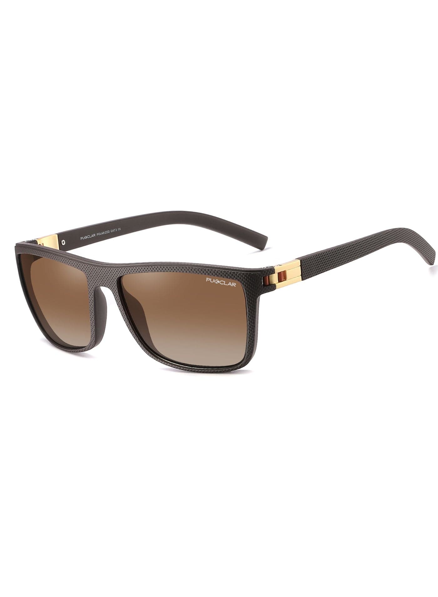 PUKCLAR Polarized Sunglasses for Men Lightweight TR90 Frame UV400 Protection Square Sun Glasses