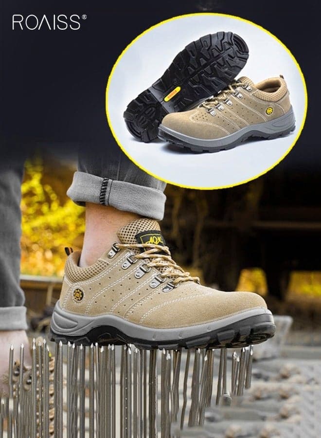 Men Steel Toe Safety Shoes, Puncture Proof Work Shoes, Stylish Breathable Sneakers with Soft Sole, Comfy Low Top Safety Trainers, Suitable for Construction, Industrial Sites, Manufacturing and Outdoor Activities