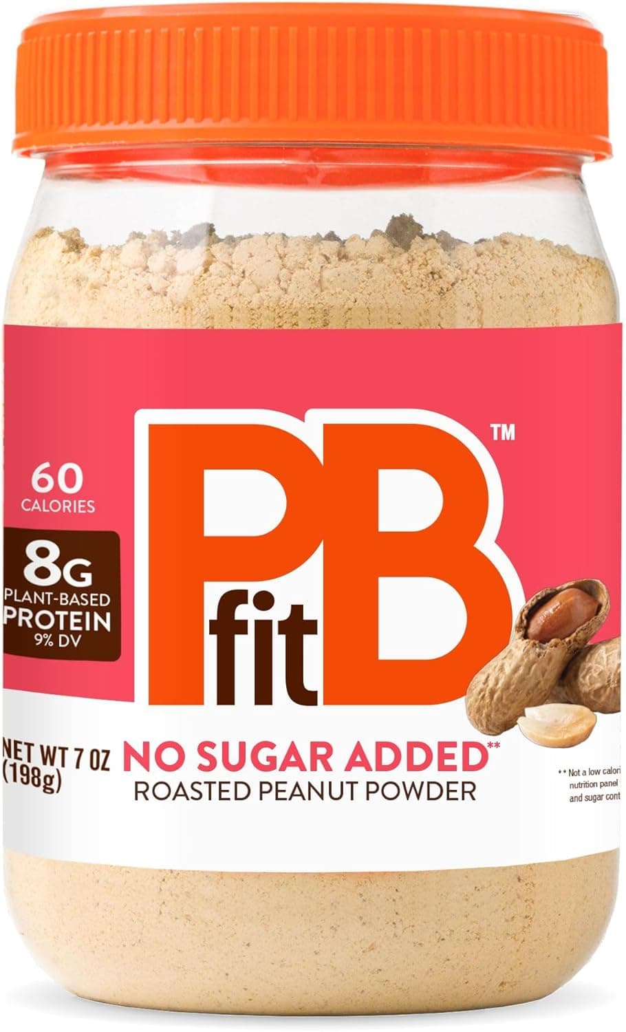 PBfit No Sugar Added Peanut Butter Powder - 7 Ounce Jar with 8g Plant-Based Protein