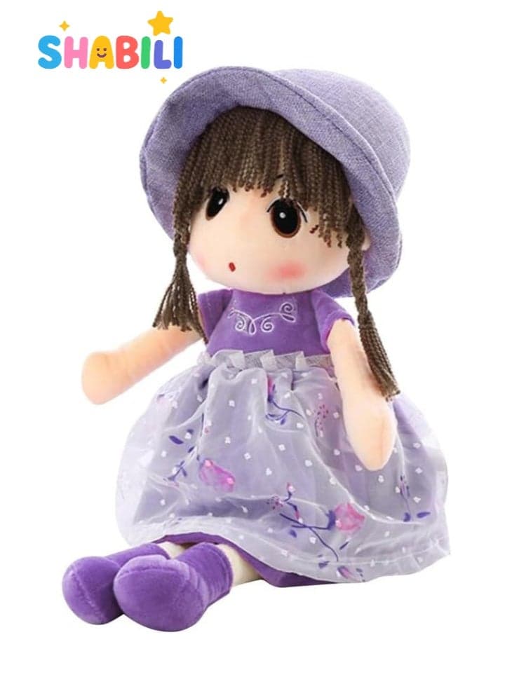 45cm Soft Baby Doll Girl Plush Toy with Hat and Dress for Kids, Cute Sleeping Companion Plush Doll with Soft PP Cotton Filling, Ideal Birthday Gift and Home Decoration Toy for Girls and Children