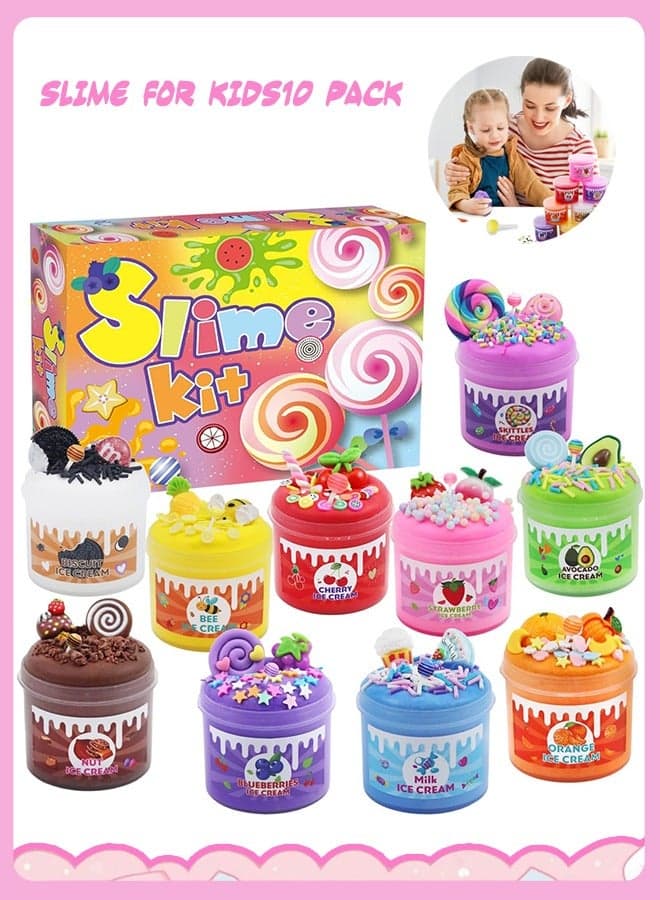 Slime for kids10 Pack, Butter Slime kit with Fruit Mold, Cloud Slime Kit for Girls Boys Entertainment Slime Party Favours Set Toys for 6+ Years Old