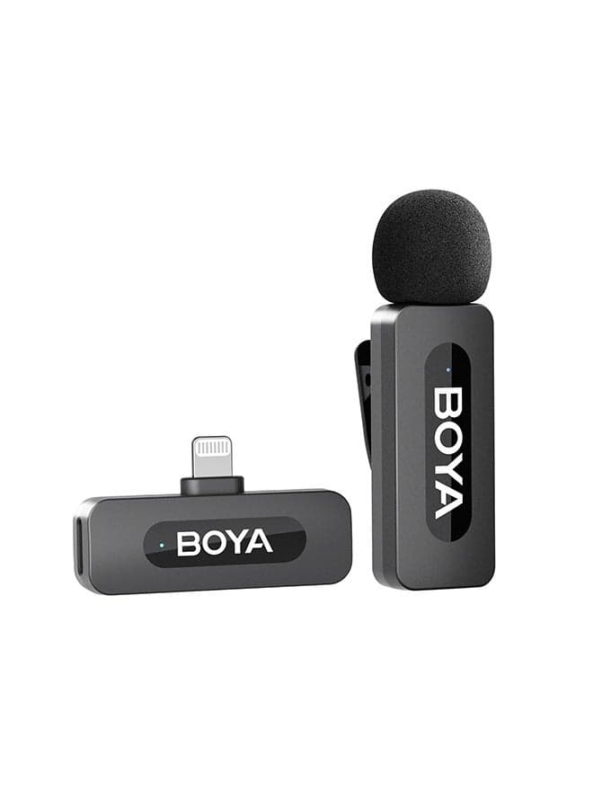 BOYA BY-V1 Wireless Lavalier Microphone for iPhone iPad, 1 Transmitter+ 1 Receiver Wireless Mic for Interview Vlog Recording