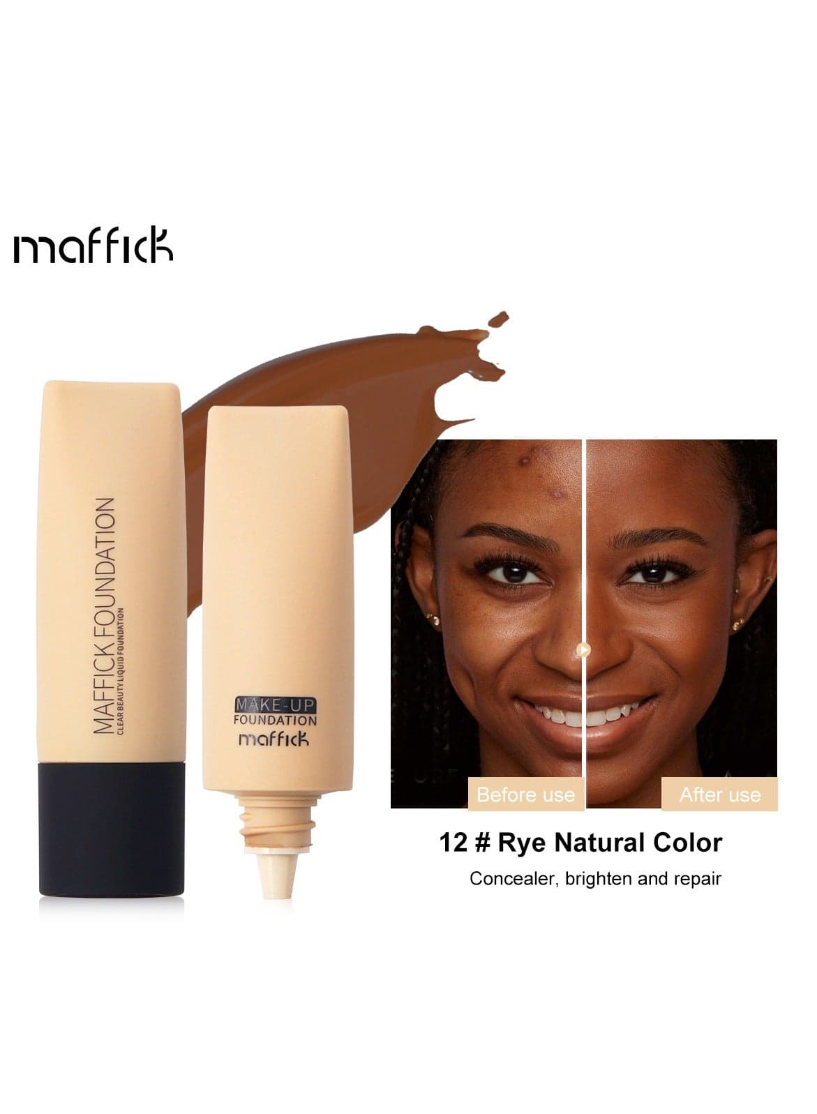 Shade-Perfect Foundation, 12 Shades, Oil-Control Matte Finish, Full Coverage, Long-Lasting Wear