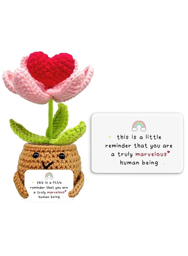 Handmade Positive Heart Flower Crochet, This is A Little Reminder, Inspirational Gift for Women, Thank You, Appreciation, Positive Gift for Teacher, Mom, Friend, Coworker, Knitted Decor