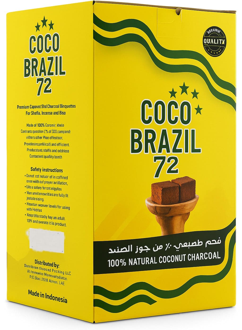 72-Pcs Premium Coconut Shell Large Size Cube Charcoal 1 KG | Charcoal for BBQ and Grilling and Bakhoor
