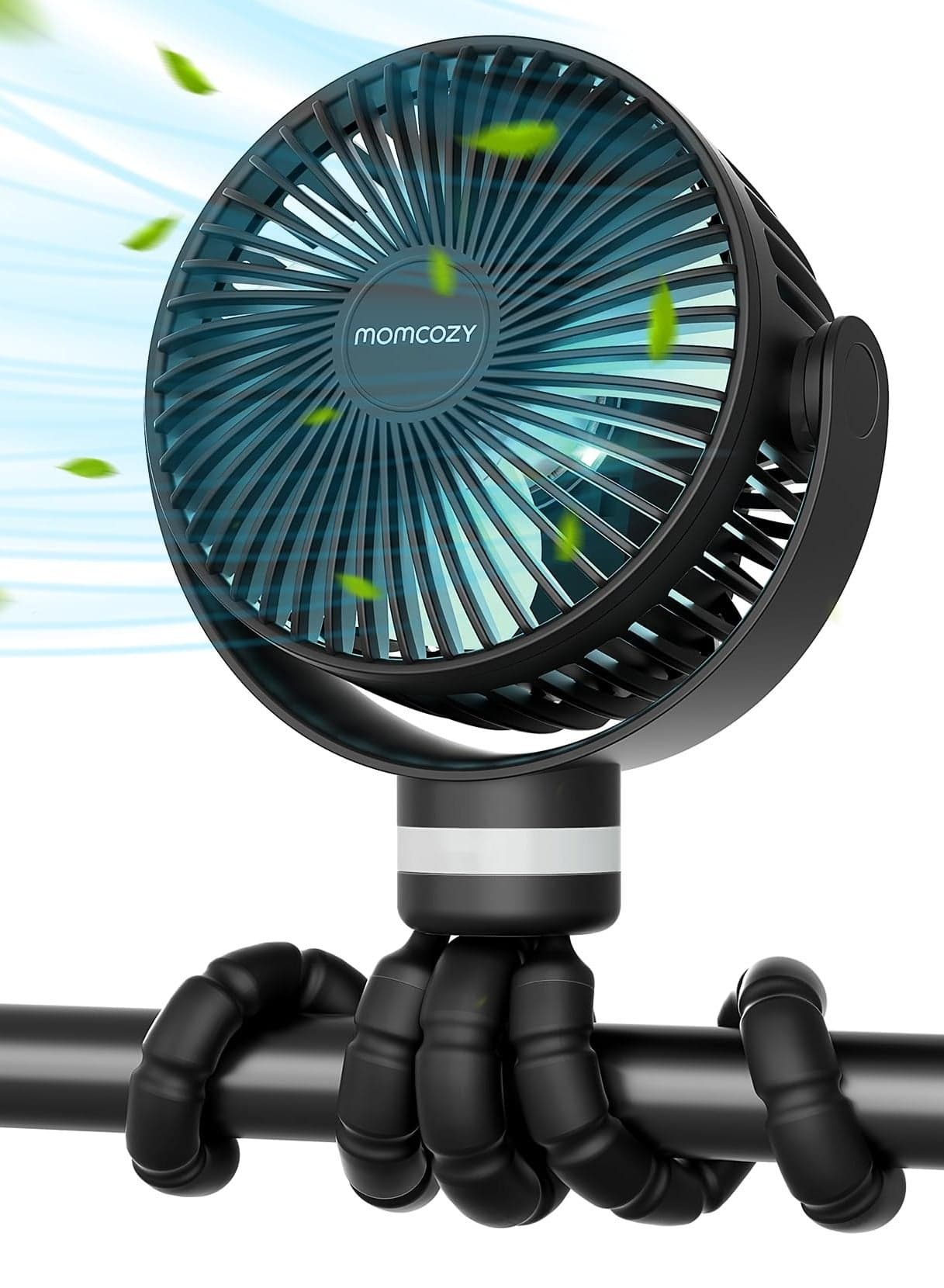 Portable Stroller Fan, 27H Ultra-long Battery Life, Detachable 4 Speed 360°Rotate, LED Night Light with 2 Modes, USB Rechargeable and Handheld Cooling Fan for Travel, Car Seat, Bedroom