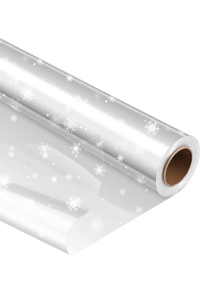 1 Roll Cellophane Wrap Roll Unfolded Width 40cm x 15m Snowflake Pattern Paper Wrapper Gift Wrappings for Flowers, Bouquet, Basket, Packing Paper