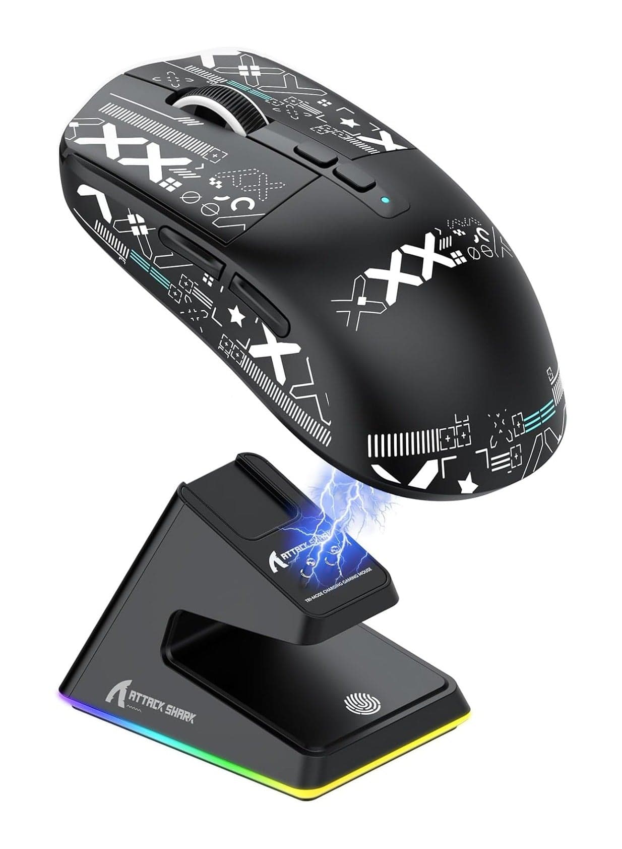 ATTACK SHARK X6 Wireless Gaming Mouse | Ultra-Light 49g Superlight Esports Mouse | 26000 DPI Optical Sensor | 2.4GHz Wireless, Bluetooth 5.2 & Wired | Magnetic Charging Dock | RGB Lights | Ergonomic Grip | PC/Mac/Xbox Compatible (Black)