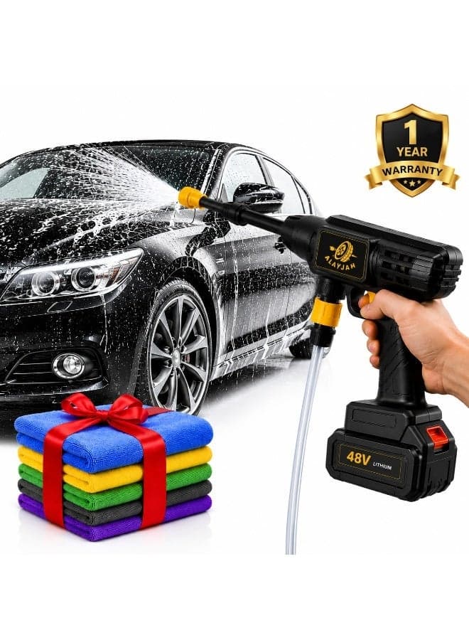 Alayjah, 1 Year Warranty, 5 Gift Microfibers, Rechargeable Washing Gun, Free Fast Delivery, 5M Hose, 48V, For Car AC Floor Cleaning 10200230
