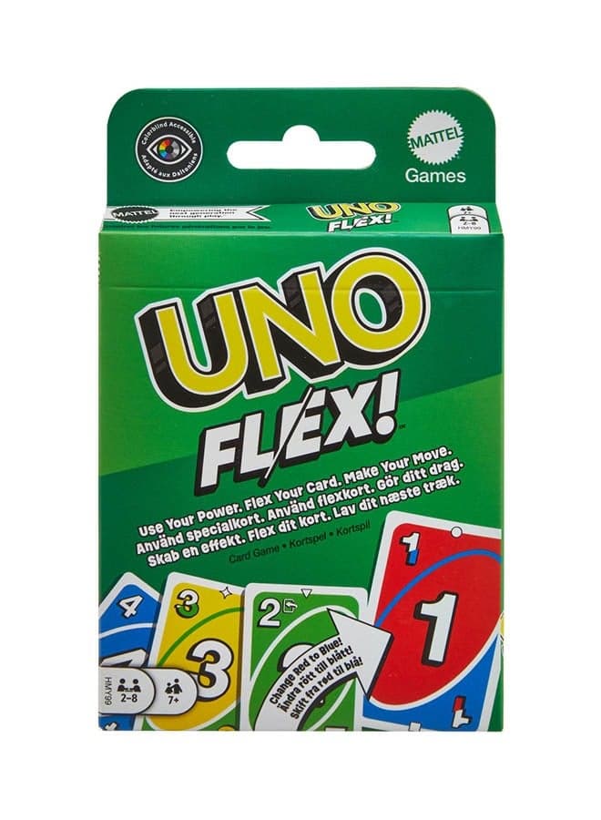 Original UNO™ Flex Edition – Classic Card Game with Flexible Color Changes, Power Cards, and Colorblind Accessibility, Ideal for Kids & Adults, Ages 7+