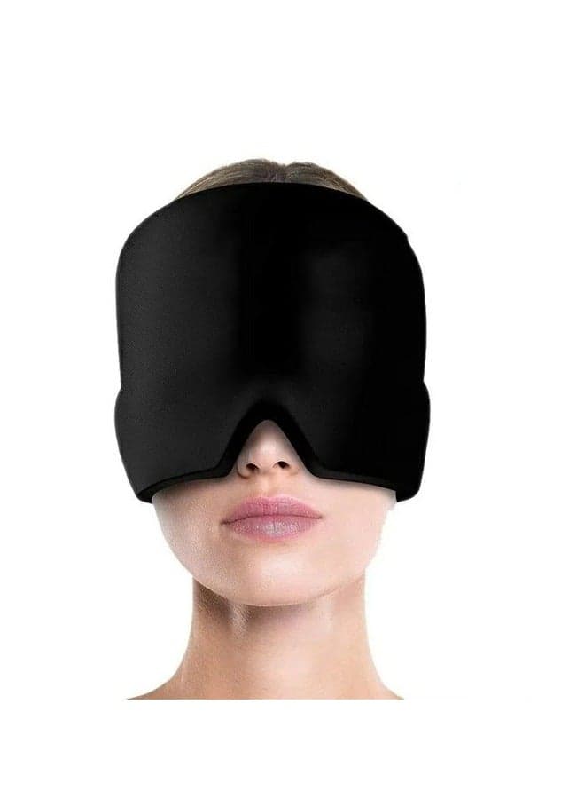 Migraine Relief Cap - Reusable Ice Gel Headache Hat for Tension, Sinus, and Stress Relief | Comfortable 360° Cold Compression Therapy Mask for Puffy Eyes | Black