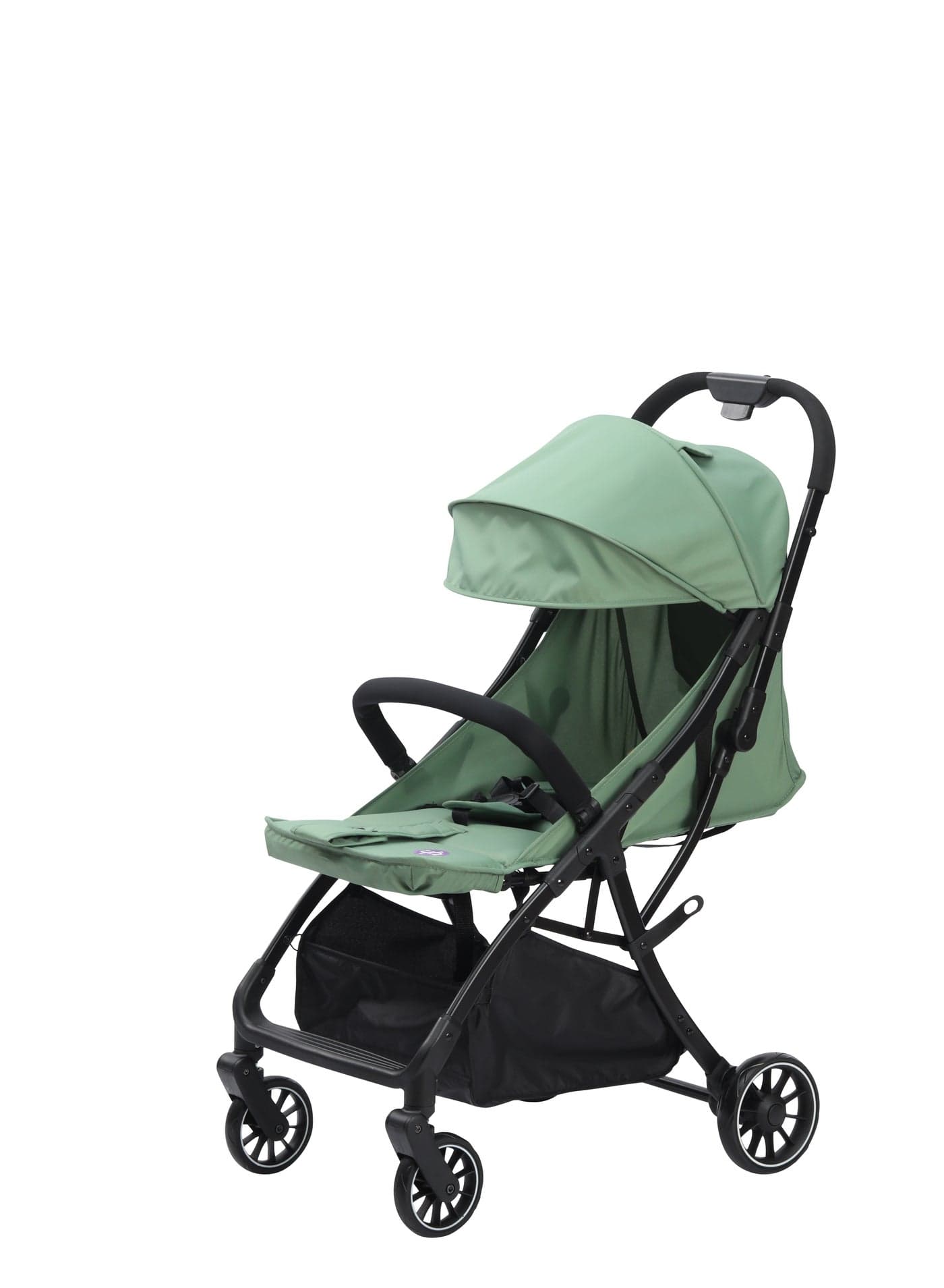 Hababy Y1T Baby Stroller, Lightweight Cabin Travel Stroller with Trolley Handle, 3 Recline Positions, 5-Point Safety Harness & Storage Basket – Tiffany Green