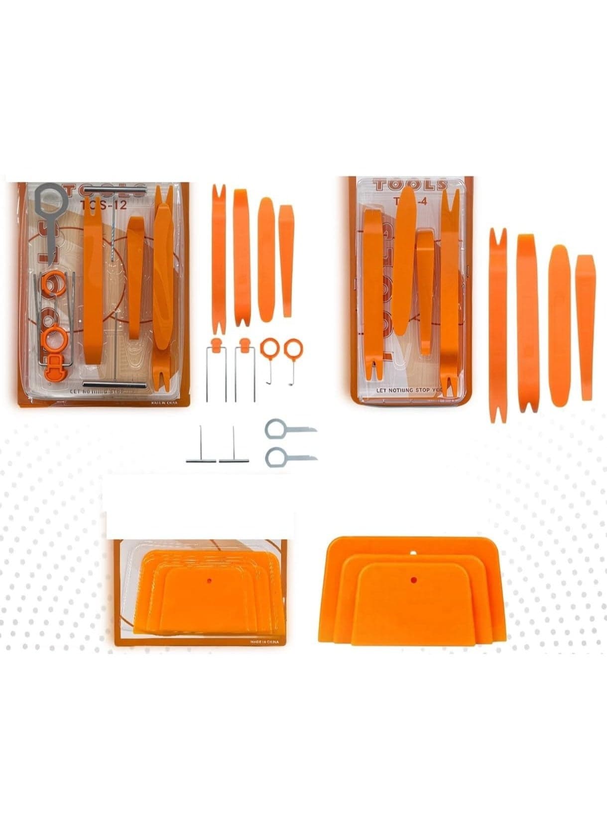 Professional Car Trim Removal Kit, Orange Plastic Pry Tools Set, TOS-3 Model, Auto Interior Panel Removal Tools