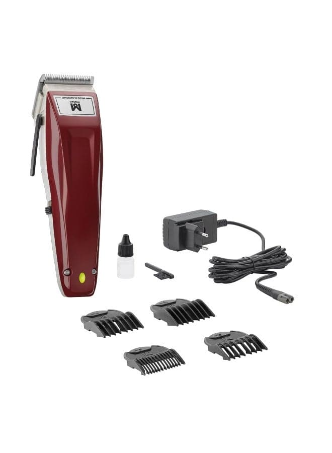 Moser 1400 Cordless Professional Hair Clipper for Men (Made in Germany) | High-grade Stainless Steel blade set | MultiClick Adjustment | 3-Hour Battery Life and Fast Charging (1430-0050) Burgundy