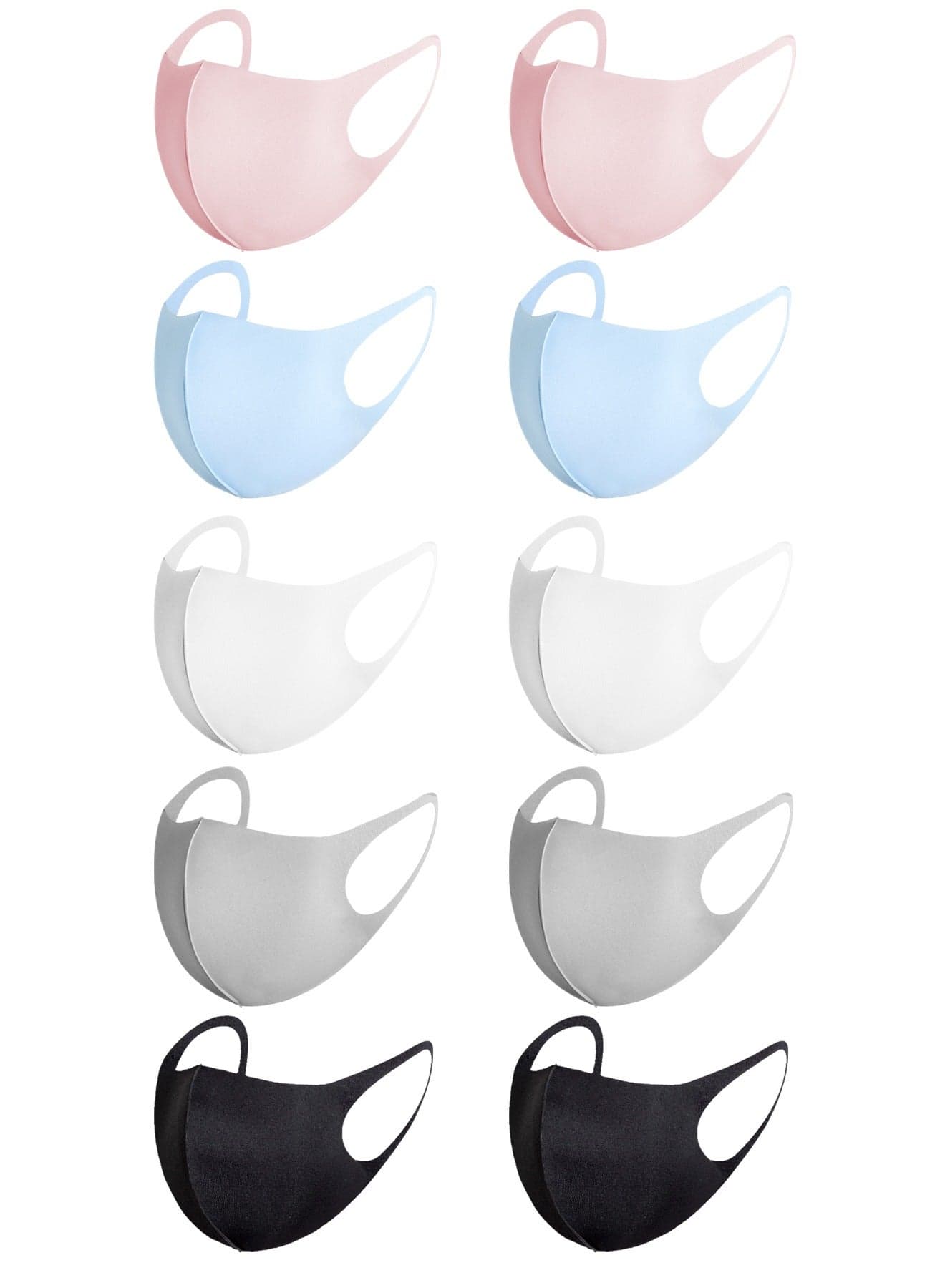 10 Pieces Reusable, Summer Ice Silk Mask, Breathable Cloth Cotton Mask Set, Fabric Mask Dustproof (Black + Gray + Pink + Blue + White)