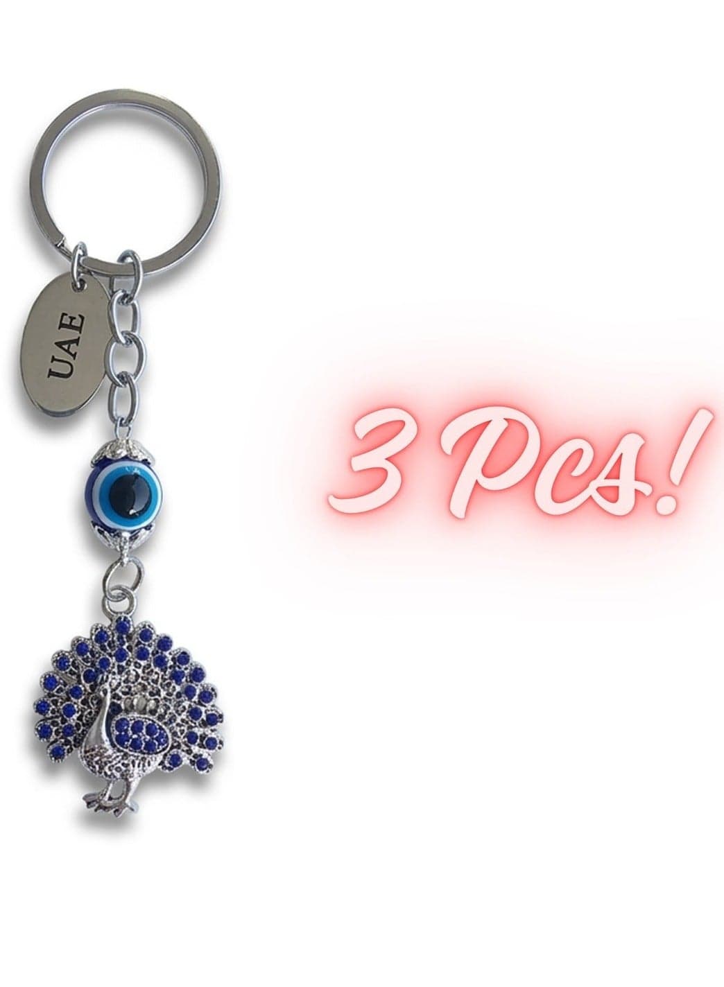 Stylish Peacock Blue Eye Keychain 3pcs designed to offer protection and elegance. Perfect for daily use, gifting, or adding a cultural touch to your accessories